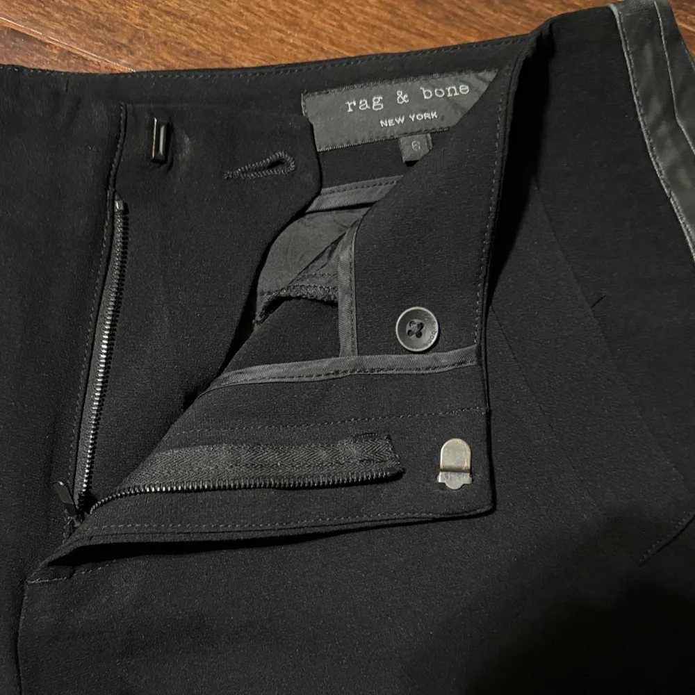 Rag & Bone Black Leather Trim Trouser Shorts - Picture 8 of 9